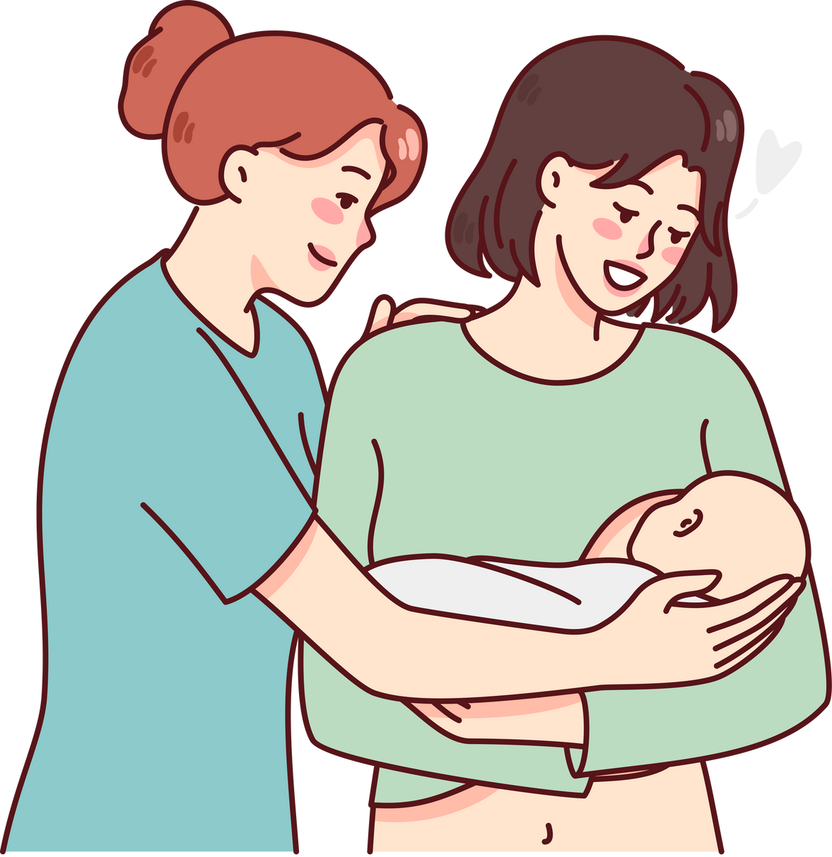 Happy mother holding newborn baby in arms